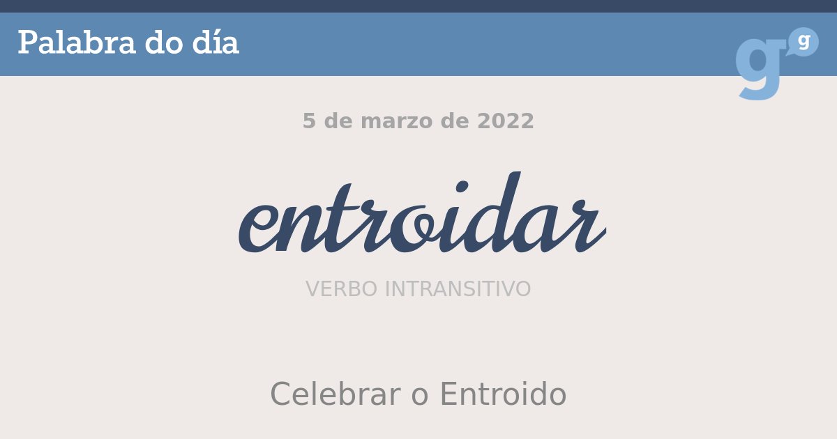 PortalPalabras's tweet photo. O de #entroidar estase a acabar... pero bo sábado! #palabradodía
- https://t.co/WN2M9T6aE0 https://t.co/8zMawWSaEm