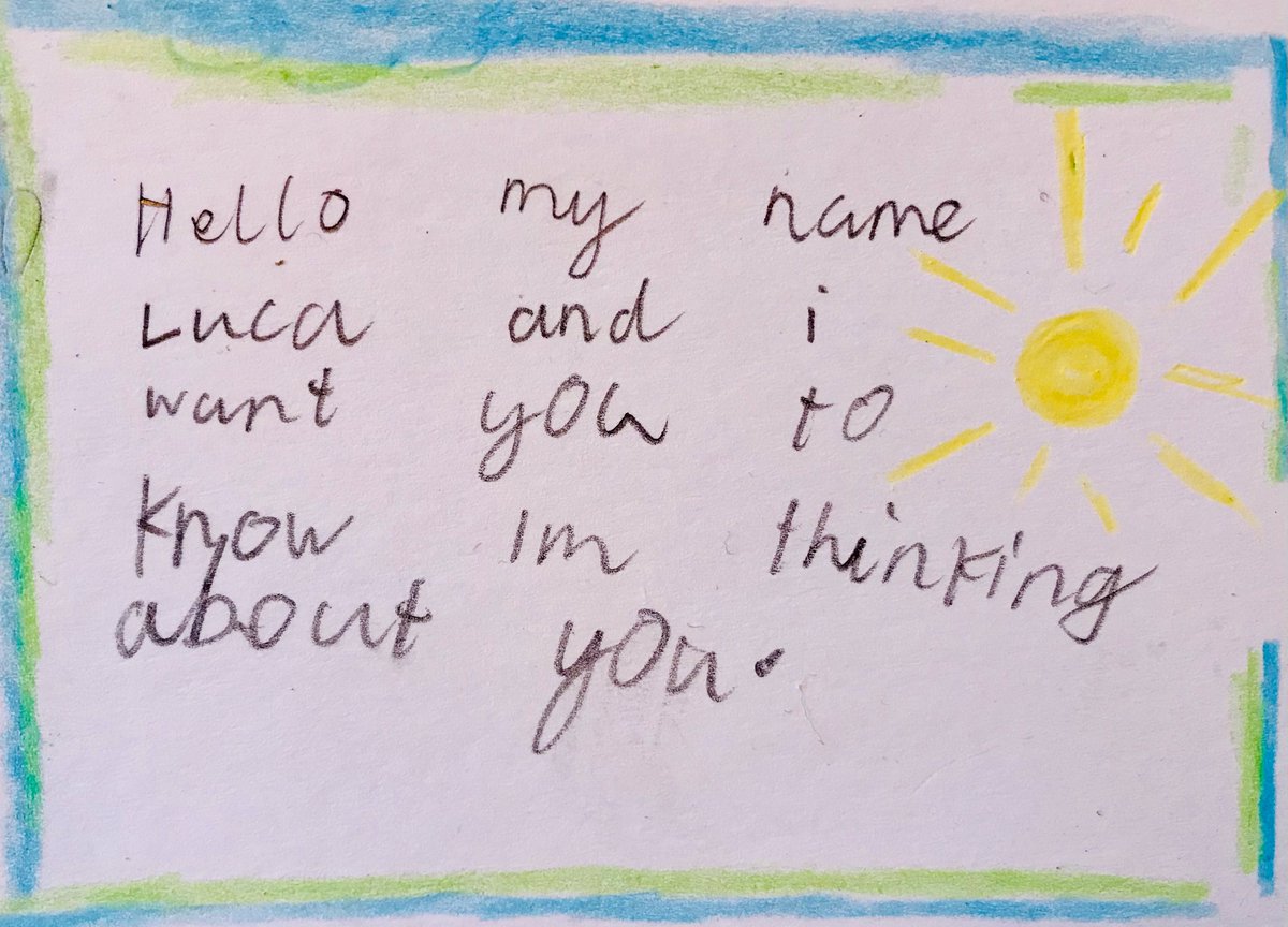 Good Morning on day 3 of the #PackedwithHope campaign. 

Today we need lots of help from parents, and teachers.

We would really  like 10,000 cards or postcards written by children of all ages to go in these colourful backpacks. 

Do you think we can that underway ? 🇺🇦🙏💙