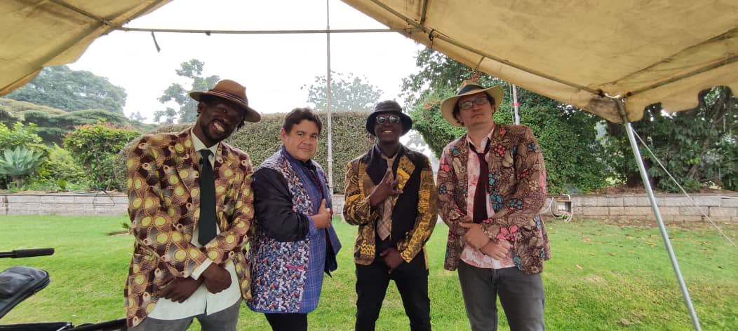 Chikwata263's tweet photo. The naughty punks of @Chikwata263!! 

L to R: mbira maestro Hector Rufaro Mugani, guest bassist Anthony Mancebo, drummer Prince Madhiwali Dzuwa, guitarist and lead vocals Tomas Lutuli Brickhill!! 

From our gig yesterday at Gava's in Harare 🇿🇼🔥 https://t.co/KXd0RlY2mn