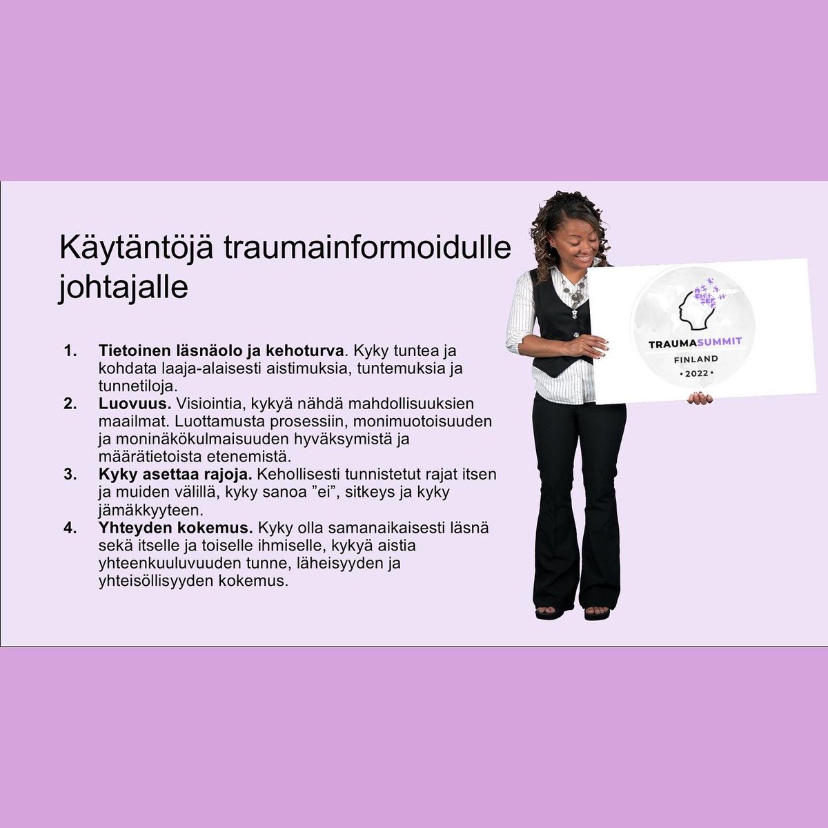 kati_sarvela's tweet photo. Kiitos @sari_nyberg @MariaAkatemia, psykiatri Anne Pelkonen ja ihanat #traumainformoitu esihenkilökoulutuksemme oppilaat. Tästä on hyvä jatkaa koulutustamme loppusuoralle. Aikamme janoaa turvaa, myötätuntoa sekä trauma- ja väkivaltatietoisia yhteisöjä. https://t.co/vQcgZrQ92m