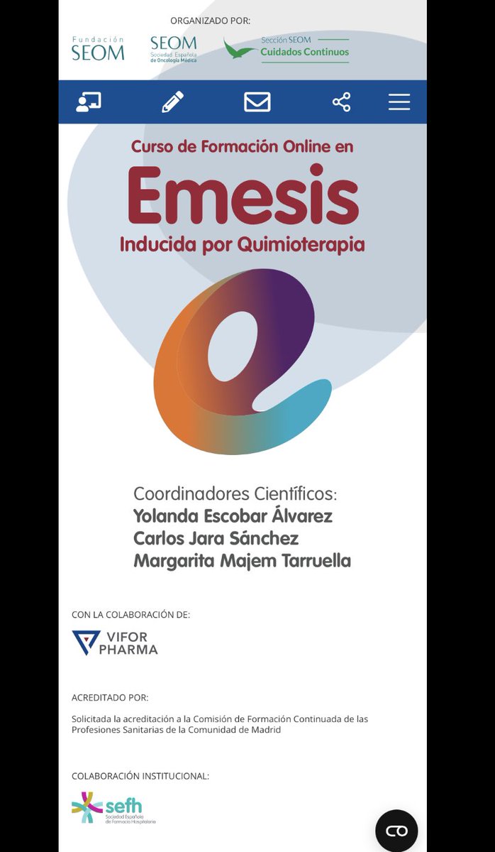 CSL_spain's tweet photo. Si eres oncólogo@ o farmacéutic@ hospitalari@ y quieres actualizar tu formación sobre manejo de las #NaVIQ y mejora en la calidad de vida de los pacientes tratados con #quimioterapia, visita https://t.co/ZVYVJzzi30 la iniciativa formativa de @_SEOM avalada por @sefh_  #sinvomitos https://t.co/TgEVBsa1kv