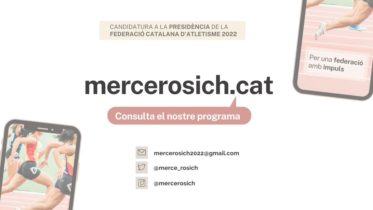 Si voleu consultar el programa que presento podeu clicar a:
👉🏽 mercerosich.cat

Decididament compromès per tot l'#atletismecatalà.

#MercèRosichFCA