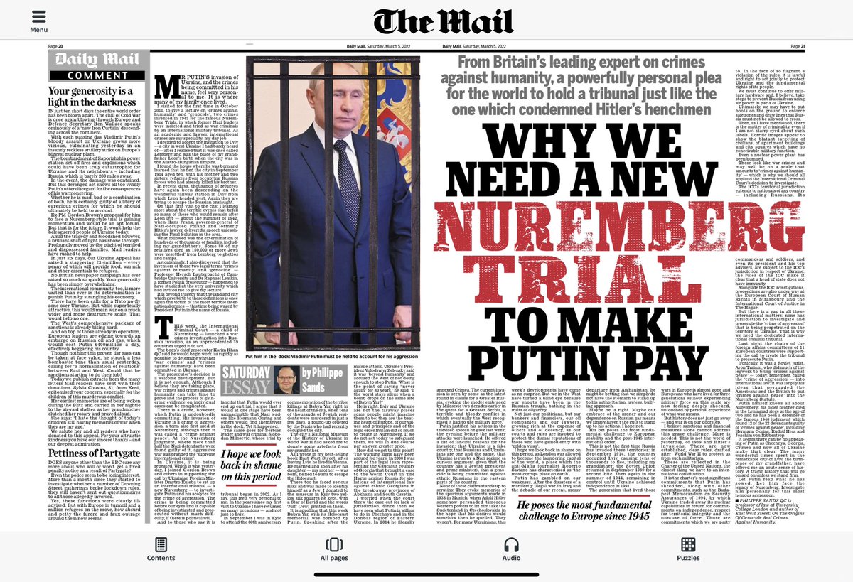RE_DailyMail's tweet photo. ..and some of the most incisive and thought-provoking coverage of  #Ukraine from our teams on the ground and in London. You can donate to the #DailyMail’s #MailForce Ukraine Appeal which has already raised £3.5 million and become the fastest newspaper fundraiser in world history https://t.co/iHzpXgD5qd