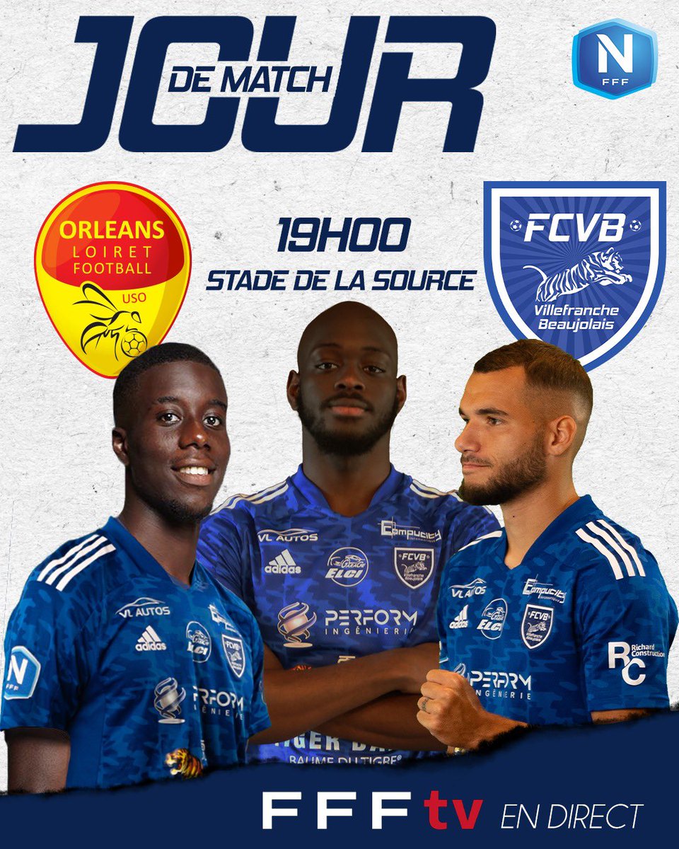 FCVB_officiel's tweet photo. ⚡ 𝐉𝐎𝐔𝐑 𝐃𝐄 𝐌𝐀𝐓𝐂𝐇 ⚡

🏆 24ème journée de Championnat @NationalFFF 
🆚 @US_Orleans 
🕘 19h00
🏟 Stade de la source  

📺 à suivre en direct sur #FFFTV ➡️ https://t.co/P9qANRqUCE 🔥
 
#TeamFCVB 🔵⚪️ #NationalFFF #USOFCVB https://t.co/h8ME3hAVye