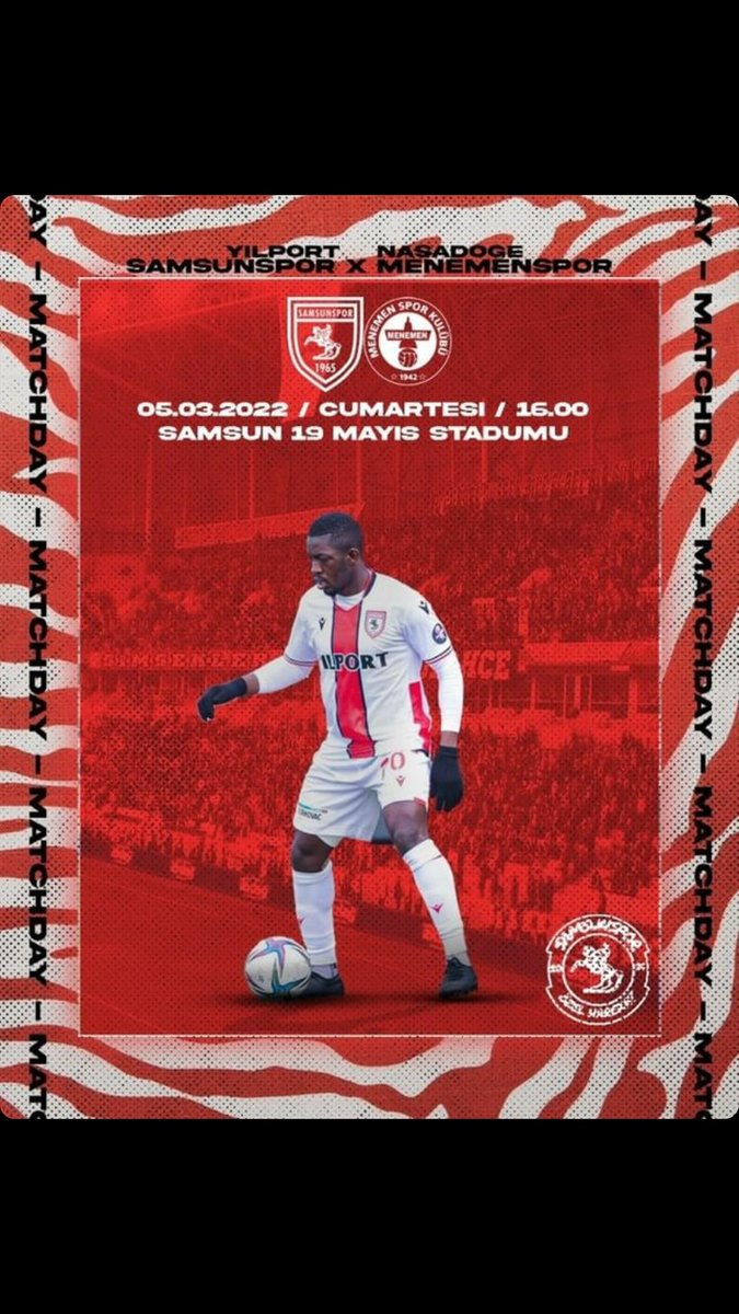 🔴BUGÜN GÜNLERDEN SAMSUNSPOR 

🚩 @Samsunspor 🆚 @menemensporesmi
🗓 05 Mart Cumartesi
⏰ 16.00
🏟 Samsun 19 Mayıs Stadyumu
📺 TRT Spor & beIN Sports Max 1

#SAMvMEN #Samsunspor #AtatürklüArma #BirlikteGüçlüyüz