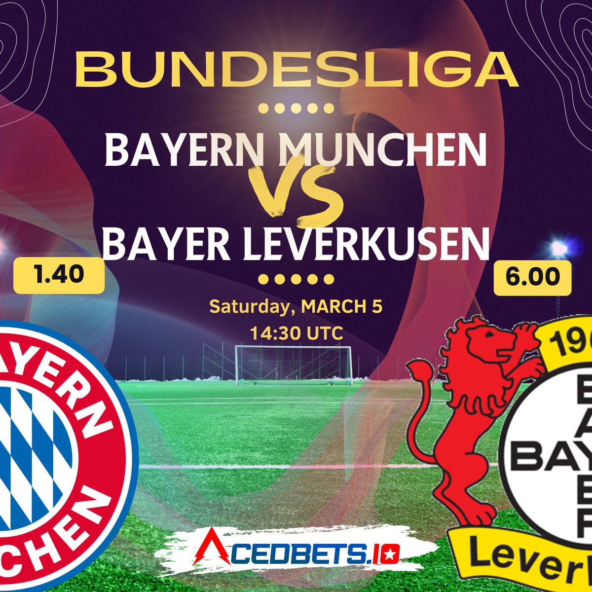 acedbets's tweet image. Today's match: Bundesliga
Bayern Munchen Vs Bayer Leverkusen
Place your bets: acedbets.io/sports/event/b…
#bettingtwitter #bettingtips #cryptogambling #crypto #bet #GamblingTwitter #gambling
$BNB $USDT $ETH $BTC $DOGE
Bet with $ACED
Good luck!