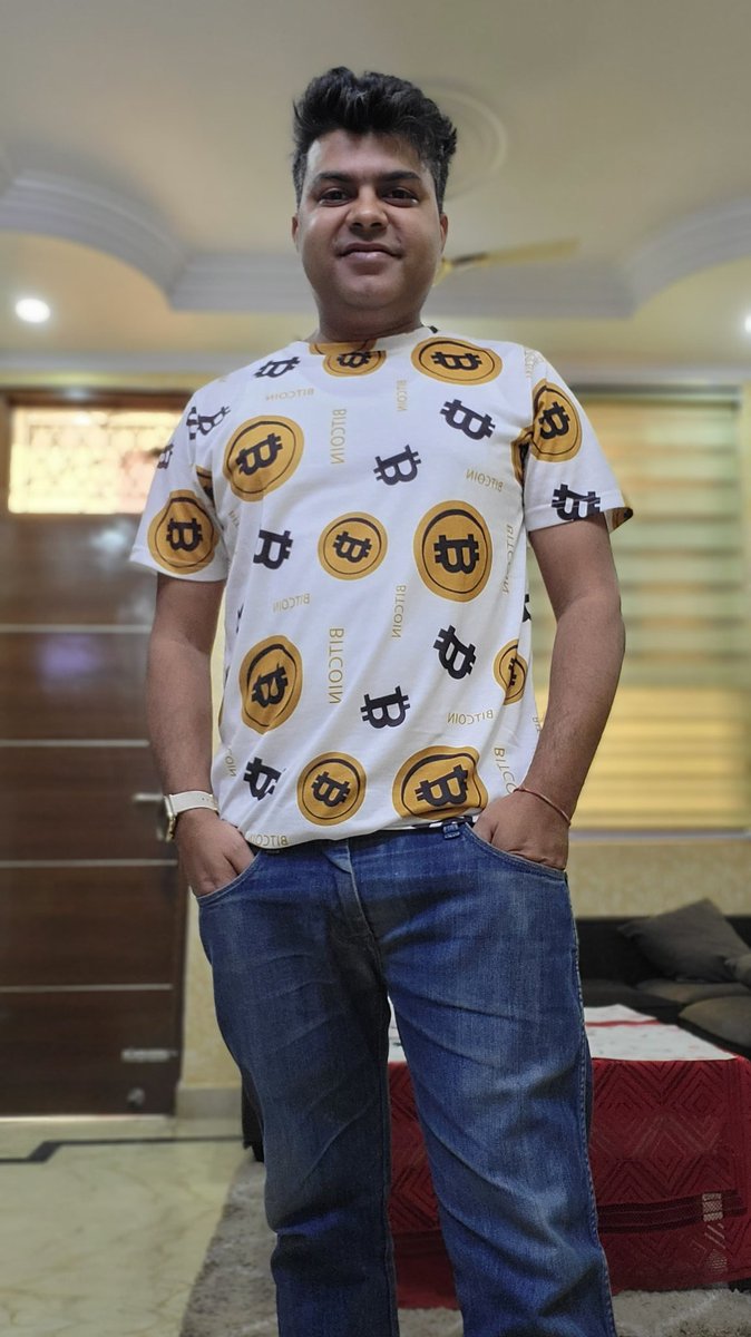 abhishek's tweet photo. Gifted myself a #Bitcoin t-shirt, hail bitcoin 😁 🎁

** Random Crypto Giveaway **
3 random people who retweet this tweet and follow me, I will send them one for free to their address. https://t.co/22waQ1Pg8A