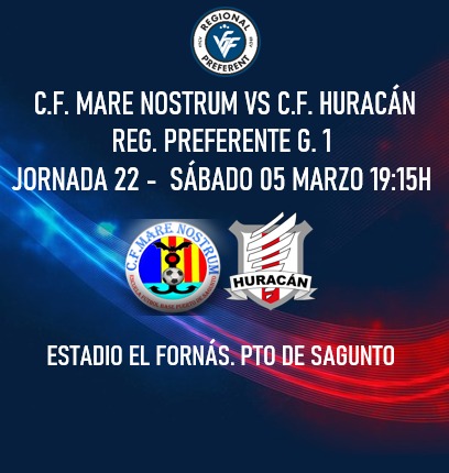 CF_Huracan's tweet photo. 📢 Jornada 22 📢
⌚ Sábado 05/03. 19:15h
🏟️ Estadio El Fornás 
@CfMareNostrumof vs @CF_Huracan
Os esperamos a tod@s!!!
👹Vuelven Los Diablos Rojos👹.
#SomosHuracán #SomosRomanos https://t.co/C9cafpXlne