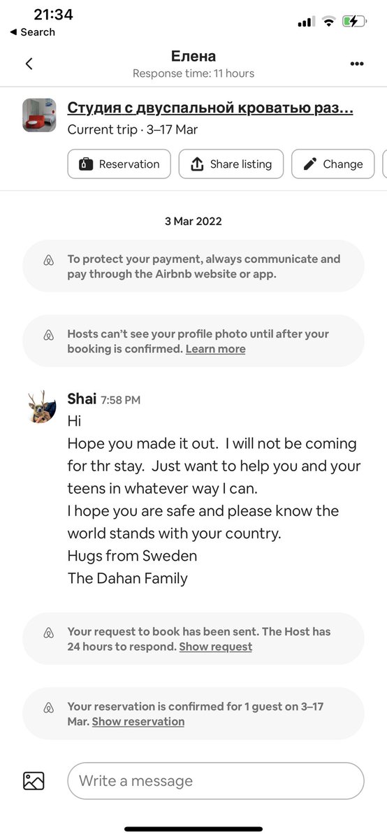 shaidahan's tweet photo. My wife and I decided to rent an @airbnb in Kyiv to help.  Obviously we can’t go.  The intent is to have the money go directly to someone in need.  Right now Airbnb is waiving their fee if you rent in #ukraine so I encourage you, if you can, do the same.  #standwithukraine https://t.co/O8qJgxEPVl