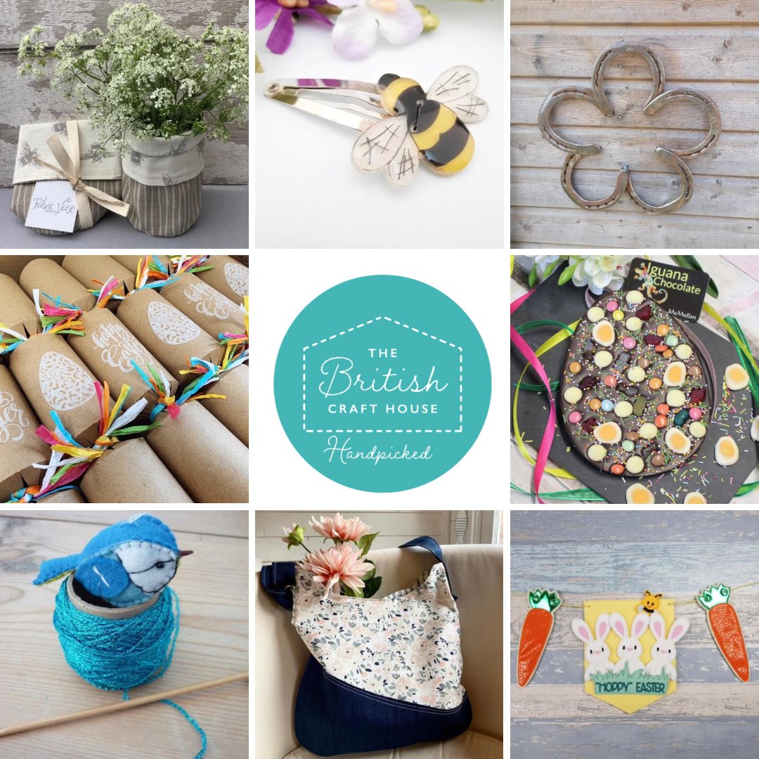 Spring is in the air &amp; Mother’s Day &amp; Easter are on the horizon.
This collage showcases a few of the amazing makers @britishcrafthouse Enjoy 🥰

<a href="/Cheryls_Jewels/">CherylsJewellery - Cheryl Jenkins</a> 
<a href="/monk_daisy/">monk and daisy</a> 
<a href="/wjneedlework/">W J Needlework</a> 
<a href="/karunamcmullan/">Iguana Chocolate</a> 
<a href="/fabricvase/">The Fabric Vase Co</a> 
<a href="/AHeartlyCraft/">Aheartlycraft</a> 
<a href="/TheSeasideSew/">Jo Melton</a> 

#tbchcollage #tbch