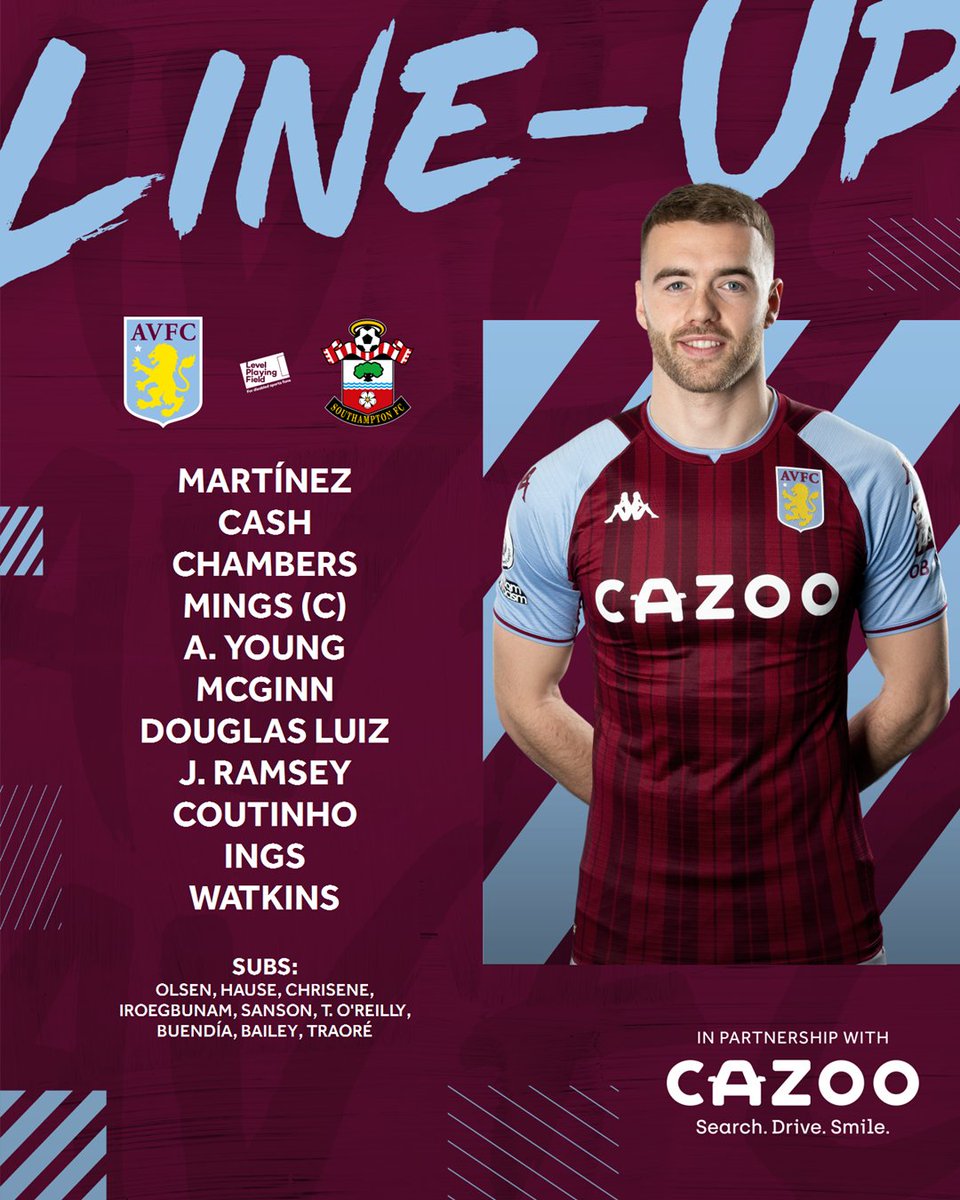 AstonVilla's tweet photo. This is how Aston Villa will line up to face Southampton. 👊 #AVLSOU https://t.co/Z3hIv8M0Di