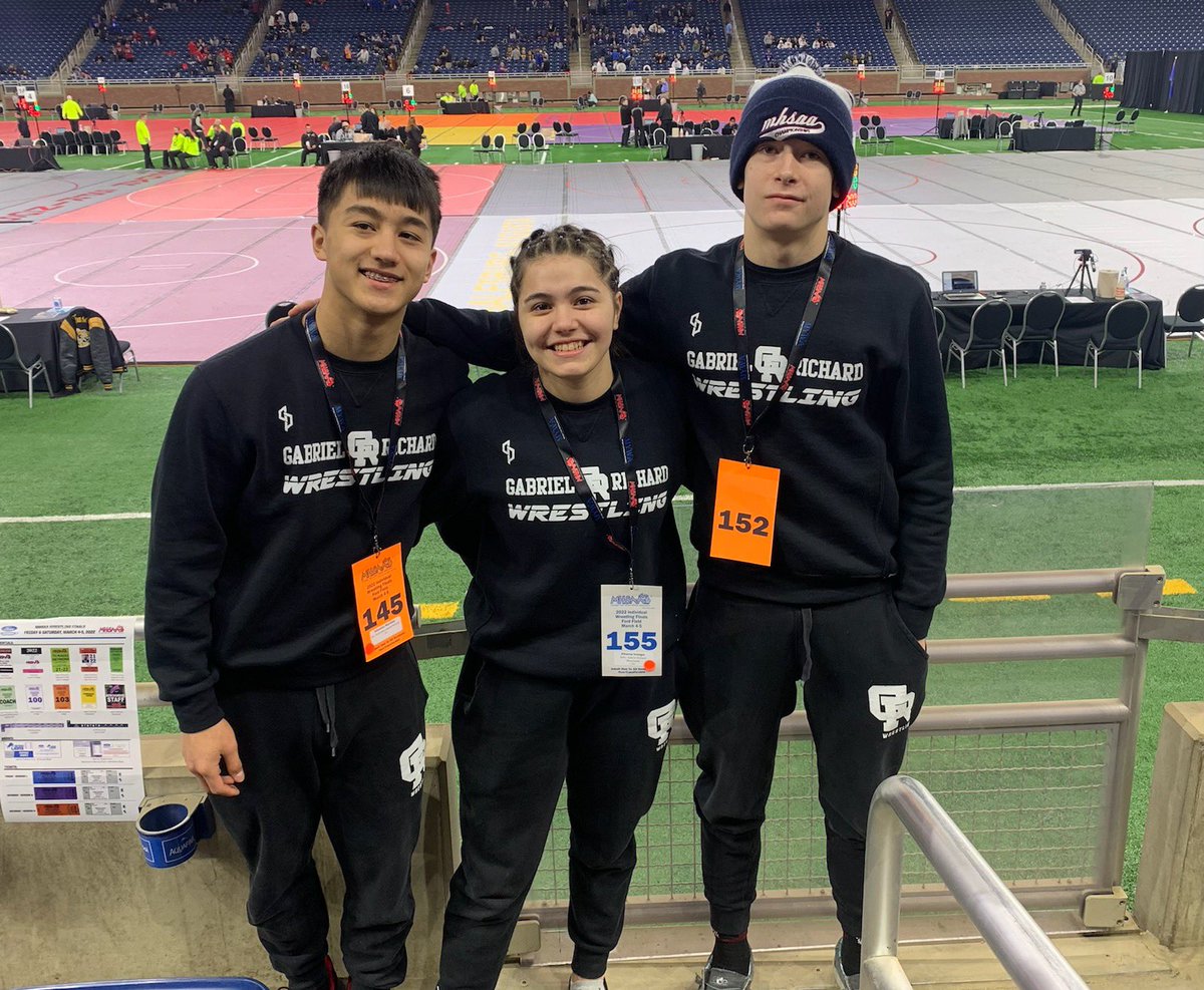 GR_Wrestling's tweet photo. Well that escalated quickly, State Qualifiers to All State, writing the books for GR Wrestling! What an incredible first year! Good luck to Sebastian, Rihanna and Joey as they prepare to battle today and make GR history! @grpioneers @GRStrength #freshmenstrong https://t.co/5Hnn8rf5eX