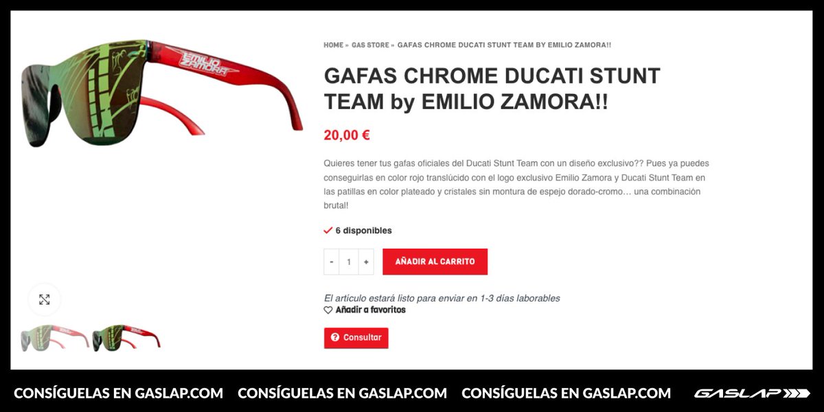 PRODUCTOS GASLAP | TIENDA

Consigue las gafas oficiales Ducati by Emilio Zamora 🕶

🔽🔽 ¡Cómpralas ya en gaslap! 🔽🔽
gaslap.com/es/life-style/…