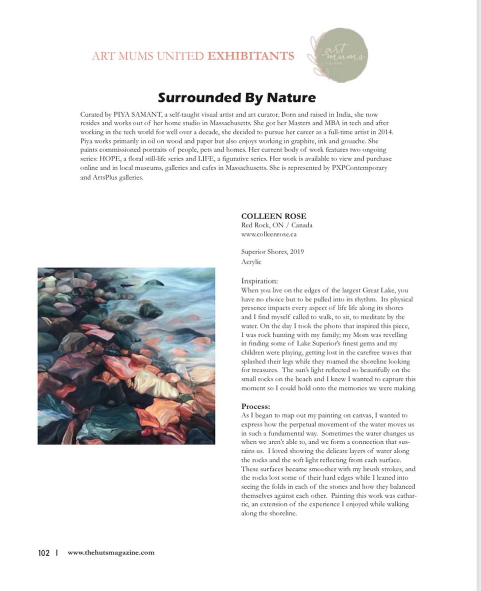 ColleenKR's tweet photo. Thrilled to see my #art in the latest issue of @TheHutsMag alongside so many amazing artists, including those who were featured in the Surrounded by Nature exhibit by @artmumsunited. I’m loving my digital copy of the magazine &amp; can’t wait for a physical copy too!💫 
#canadianart https://t.co/0Il07bU414