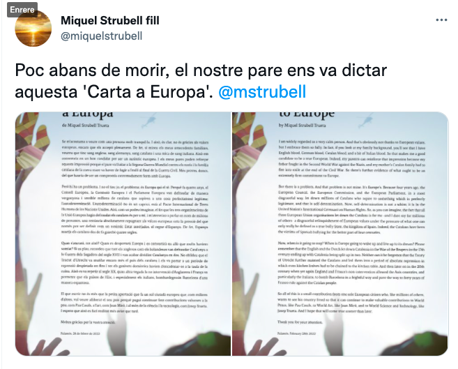 ANC_Equador's tweet photo. 🌹Benvolgut @mstrubell encara recordem com ens vas ajudar amb el #signaunvot a Equador, la teva infinita paciència i bonhomia. Ganes teníem de presentar el teu últim llibre aquí i finalment no podrà ser en vida però el teu llegat el reivindicarem sempre @assemblea
@miquelstrubell https://t.co/e581gWu4ap