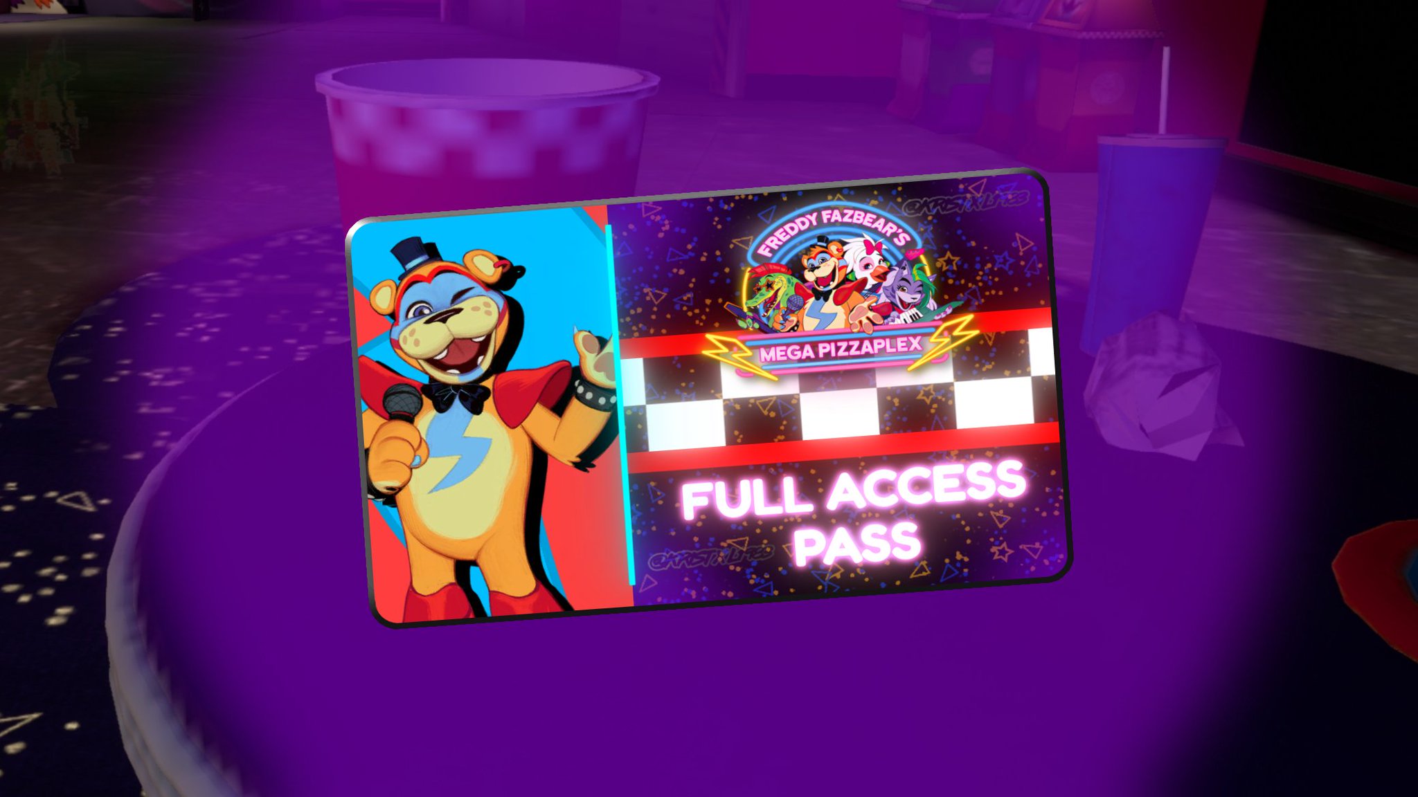 Freddy Fazbear Mega Pizza Plex Entry Pass fnaf Security Breach