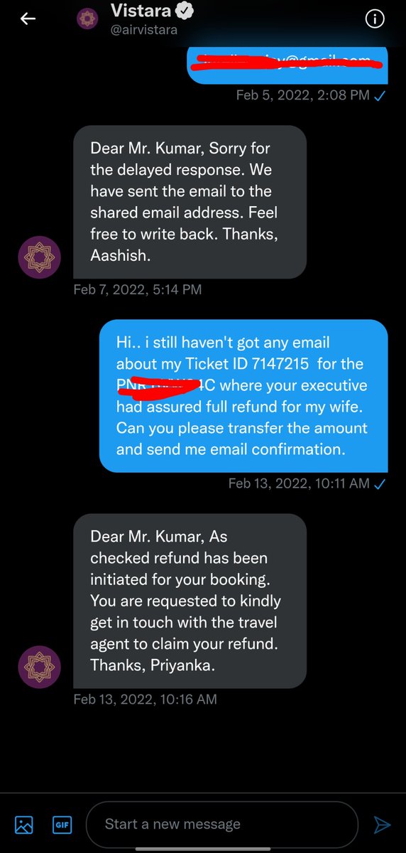 ajaymakan's tweet photo. @airvistara Hi priyanka from @airvistara , please don't get this started again, see the attached DM trail. I'm astonished that after your previous confirmation @makemytrip told me they didn't receive anything. Vistara is simply a no go for customer. https://t.co/VQenF0rqmu
