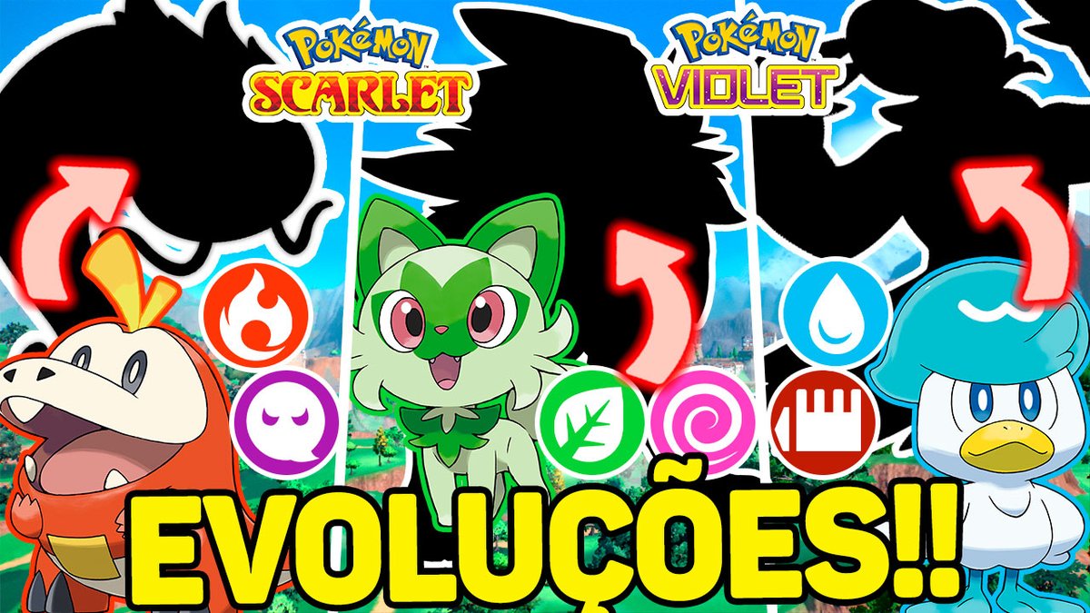 POKÉMON INICIAIS E SUAS EVOLUÇÕES DE SCARLET E VIOLET 