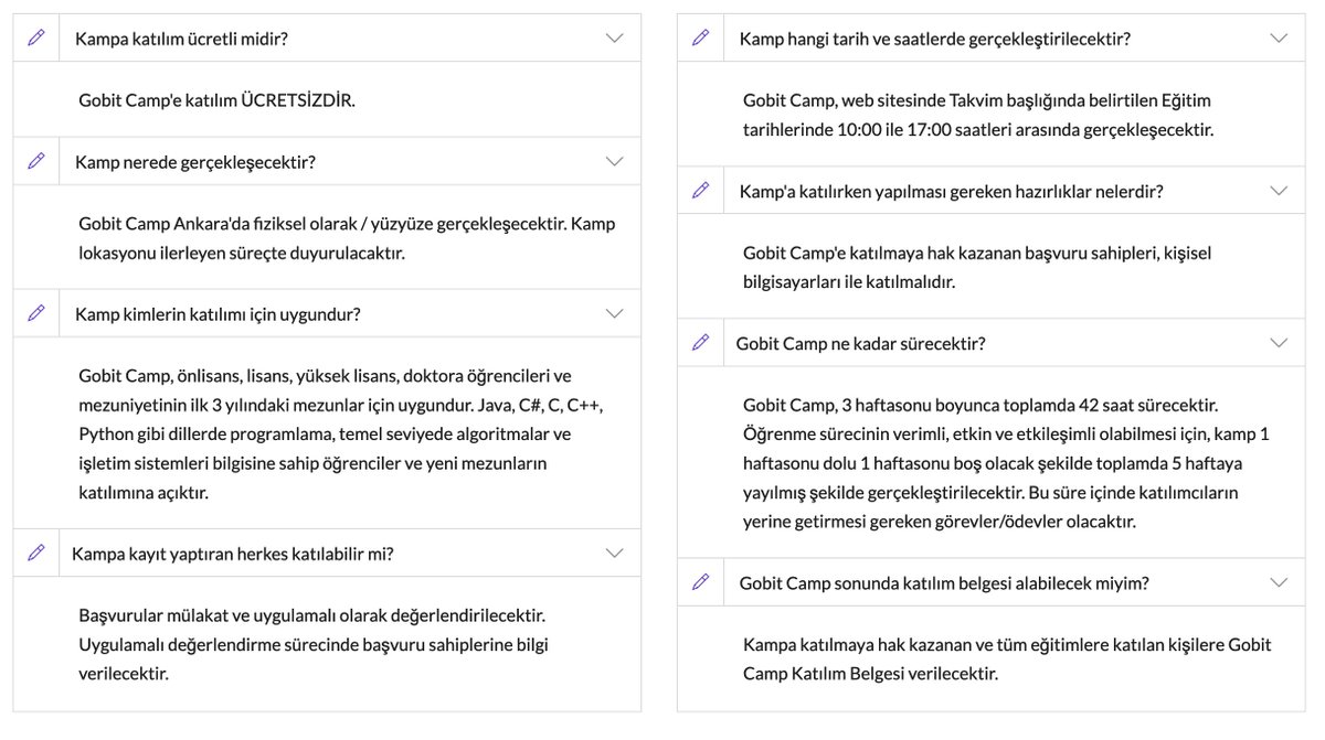 Kamp Hakkında merak ettiğiniz bütün sorulara erişim için : gobit.camp/#faq