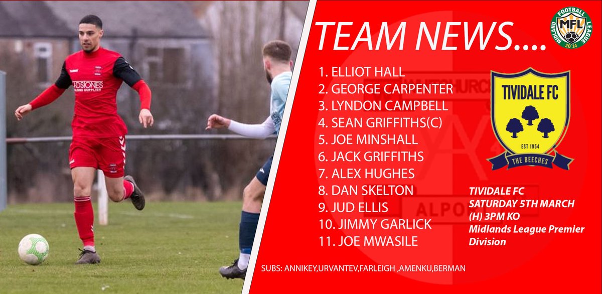 BREAKING TEAM NEWS

Today’s match day squad has been named. ⁦<a href="/Alport18s/">Whitchurch Alport Under 18s</a>⁩ keeper Elliot Hall makes his league debut

#WeAreAlport