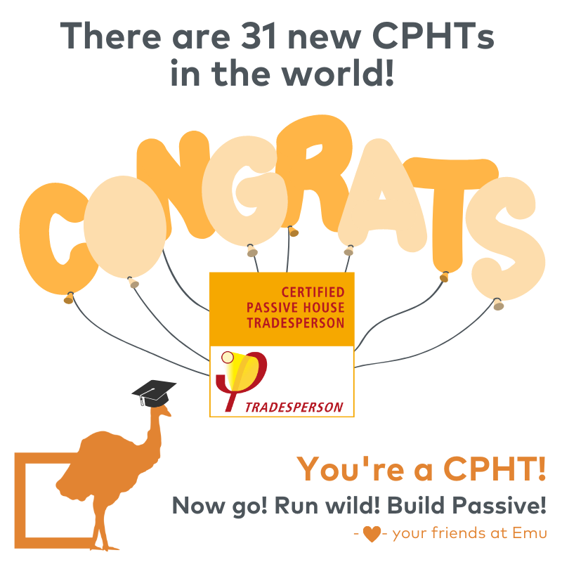 EmuBldgScience's tweet photo. We have some BIG news to share! As of Dec 2021, there are THIRTY ONE new CPHTs in the world! What a way to kick off the year! Congrats to each of you!
Ready to geek out with us? https://t.co/YnJsFZDKoj
#buildingscience #passivehouse #runwildbuildpassive https://t.co/UDpS2G1nmh