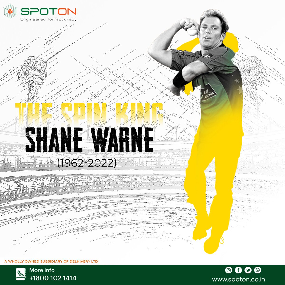 spoton_India's tweet photo. Adieu to the king of spins, Shane Warne
An artist who stole the limelight in the stage of cricket &amp; will always be remembered in the annals of cricket history.
#ShaneWarne #RIPShaneWarne #Cricketer #Bowler #Legend https://t.co/REFMrA9CHU