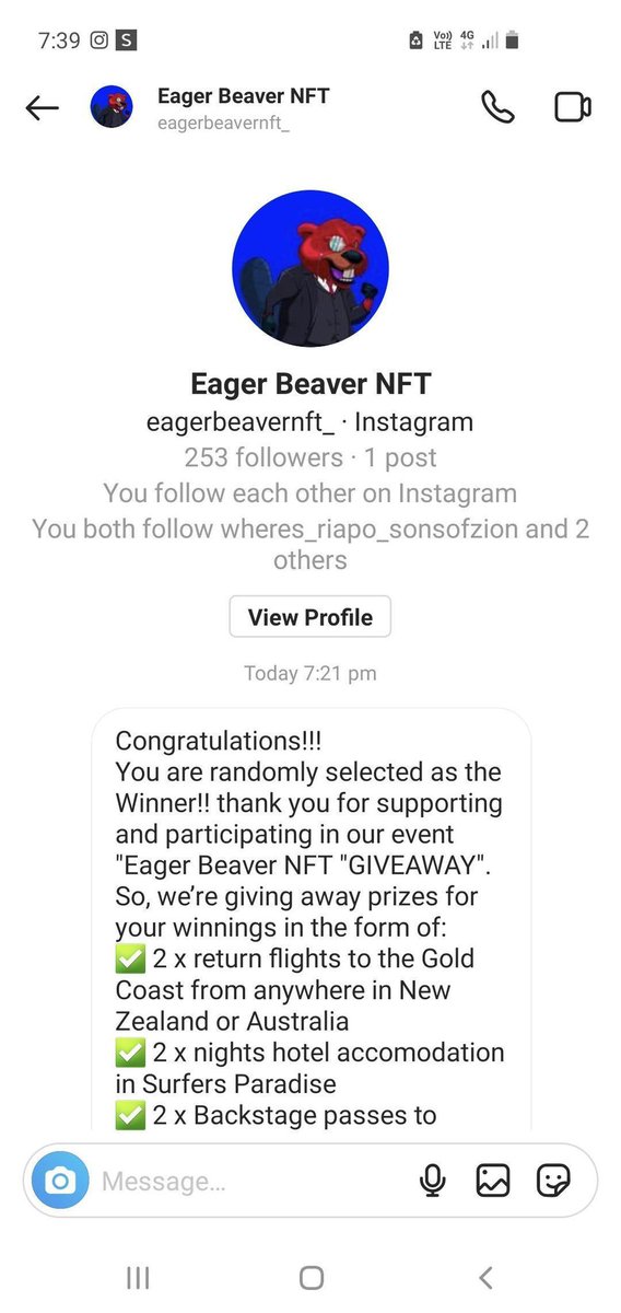 EagerbeaverNFT's tweet photo. Scam alert! We will never DM you fam. Only use official links shared by us in our official links channel in discord. Stay sharp beavers ❤️❤️❤️
#eagerbeavernft #nznft #nftcommunity #scamalert https://t.co/EJlT7jbaVS