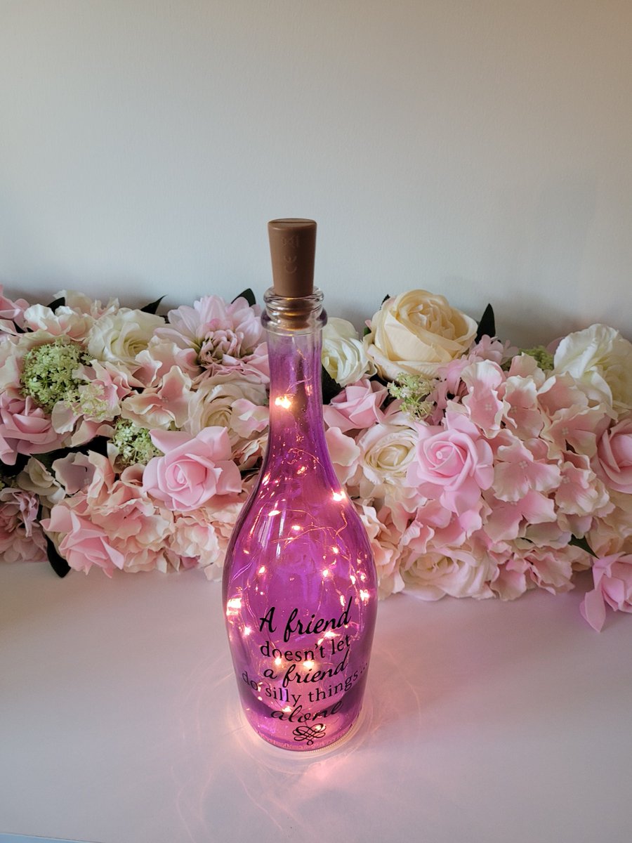 Excited to share the latest addition to my #etsy shop: Beautiful bottle light made from purple glass prosecco bottle. Comes with a choice of fairy lights. etsy.me/3Cigefv #prosecco #bottlelight #fairylights #gift #friend