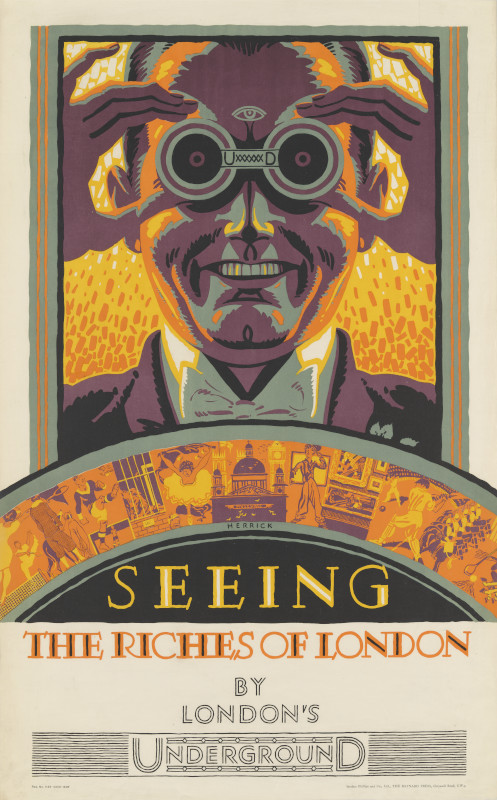 ltmuseum's tweet photo. This 1920s poster was one of a series produced by Fredrick Charles Herrick. Each poster used a different sense – sight, taste, smell, touch and hearing - to illustrate the different ways London could be experienced #LTMCollections https://t.co/LFcKMX0NDh https://t.co/AhyBxsZkHc