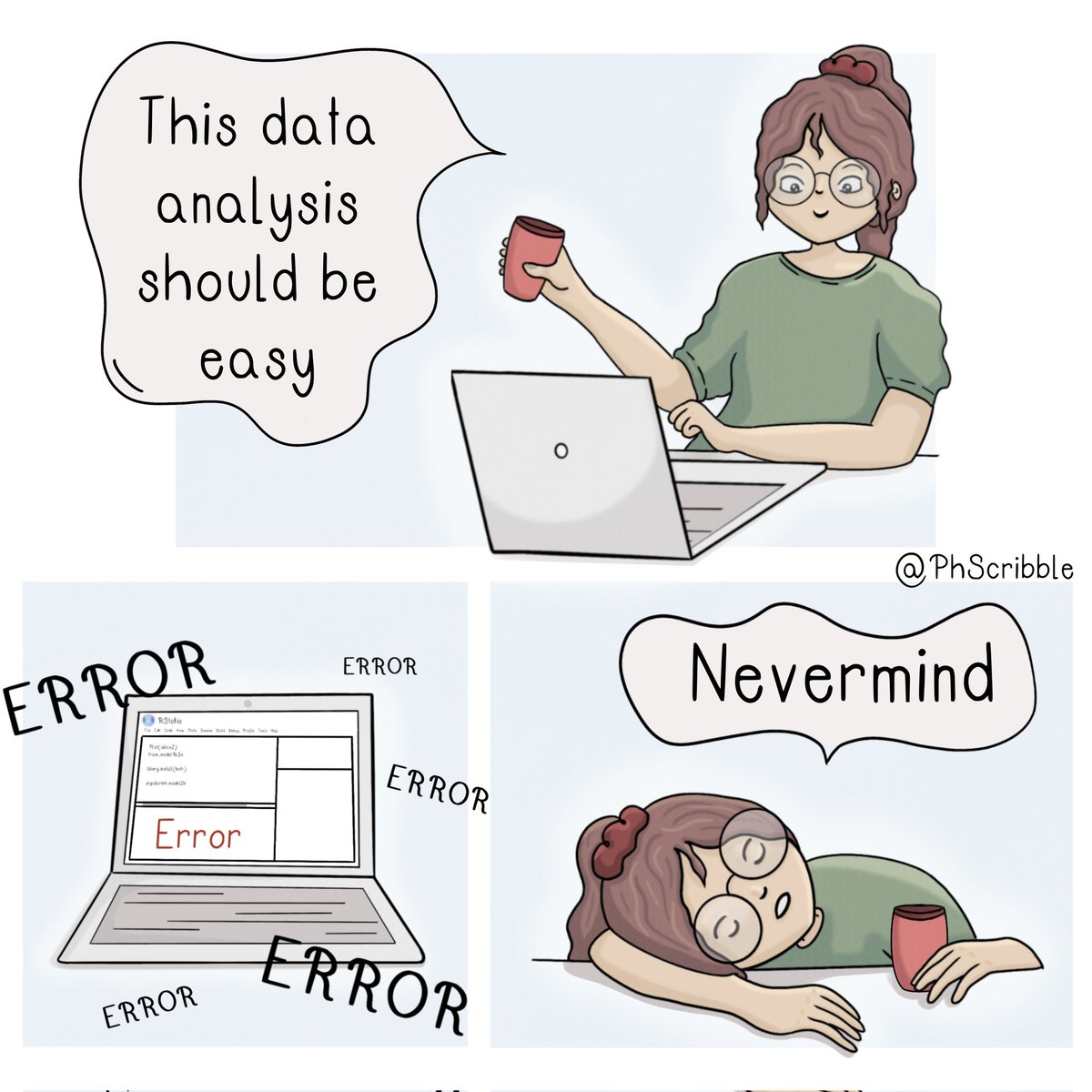 PhScribble's tweet photo. When you start a new project and reality kicks in... 

#phd #phdspeaks #academics #phdchat #PhdLife #AcademicChatter #AcademicTwitter #AcademicMentalHealth #phdvoice #PhScribble #phdmemes #postgraduate #academia #gradschool @OpenAcademics @phd_genie https://t.co/qNeSFWANRX