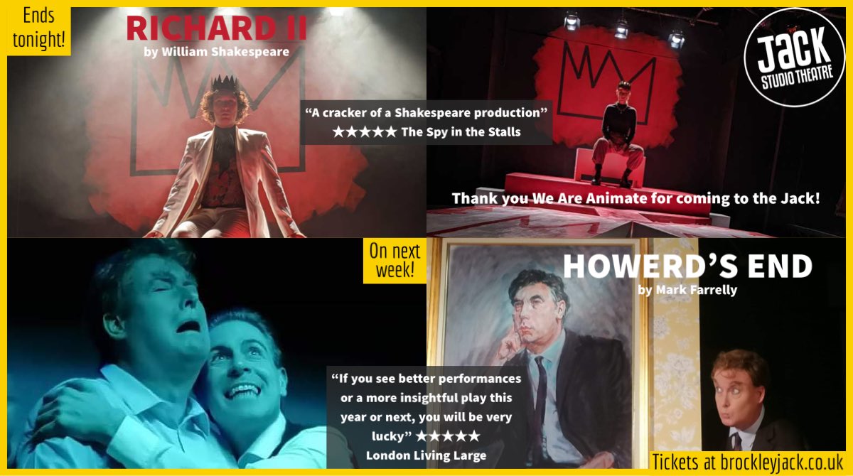 BrocJackTheatre's tweet photo. Thank you to @animateco for bringing your ”dynamic” RICHARD II to @BrocJackTheatre – returns only for last show tonight 👏
Coming for just 5 shows next week is @MarkFarrellyUK with his new play HOWERD’S END – don’t miss!
Tickets https://t.co/YijiwKhPd5
🎭
#theatre https://t.co/Rpxs9KsIho