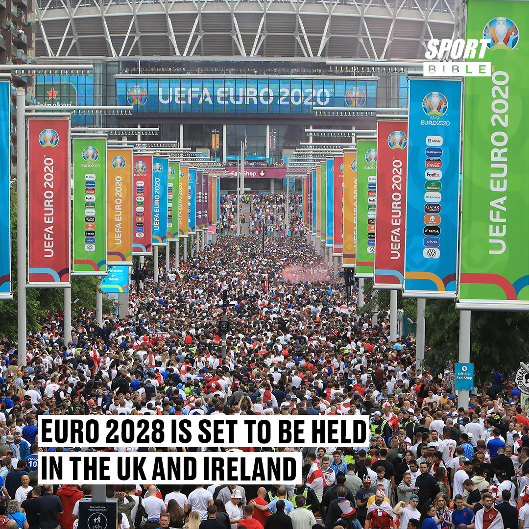 sportbible's tweet photo. The 2028 European Championship is set to take place in the United Kingdom and the Republic of Ireland... 🙌

IT'S COMING HOME 🎉 https://t.co/1NHh8quOrZ