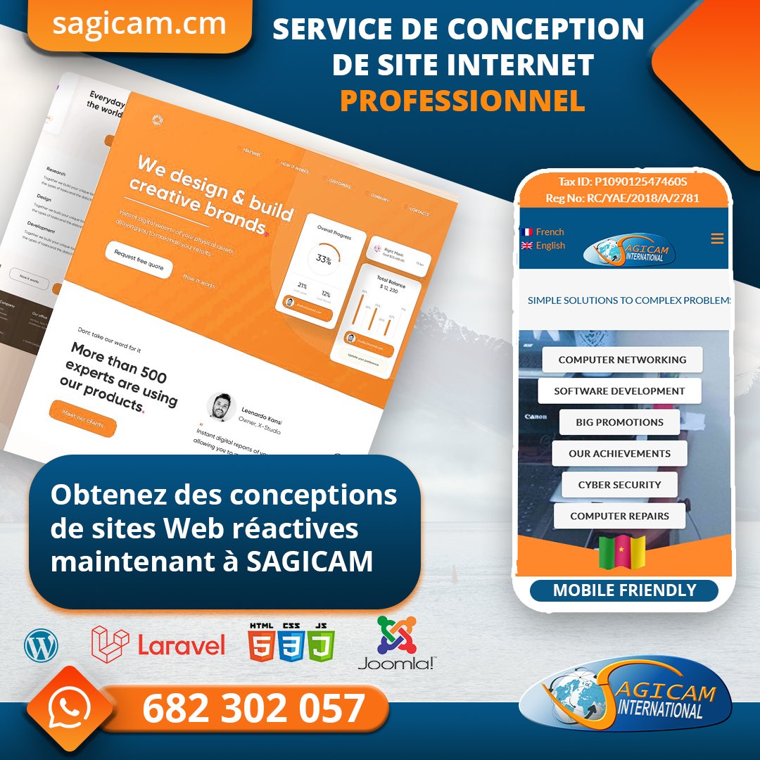 SAGICAM est une entreprise qui offre de nombreux services dont la création des sites internet en fait partie. Chez SAGICAM nous créons selon le gout du client.
Vous êtes une entreprise qui veut se faire connaitre dans le monde du digital ? Venez a SAGICAM et laissez-vous guider .