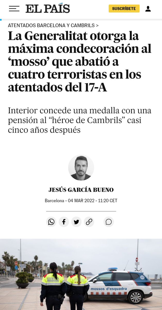 JosemaVallejo's tweet photo. El mosso que abatió a 4 terroristas y salvó incontables vidas tiene que obtener con abogados lo que era suyo por derecho

En USA sería un héroe y protagonizaría películas, aquí acaba juzgado y fuera del cuerpo

Las FFCCSS luchamos más tiempo contra el sistema que contra los malos https://t.co/6lTwGO1kaM