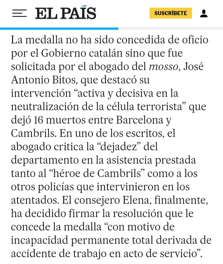JosemaVallejo's tweet photo. El mosso que abatió a 4 terroristas y salvó incontables vidas tiene que obtener con abogados lo que era suyo por derecho

En USA sería un héroe y protagonizaría películas, aquí acaba juzgado y fuera del cuerpo

Las FFCCSS luchamos más tiempo contra el sistema que contra los malos https://t.co/6lTwGO1kaM