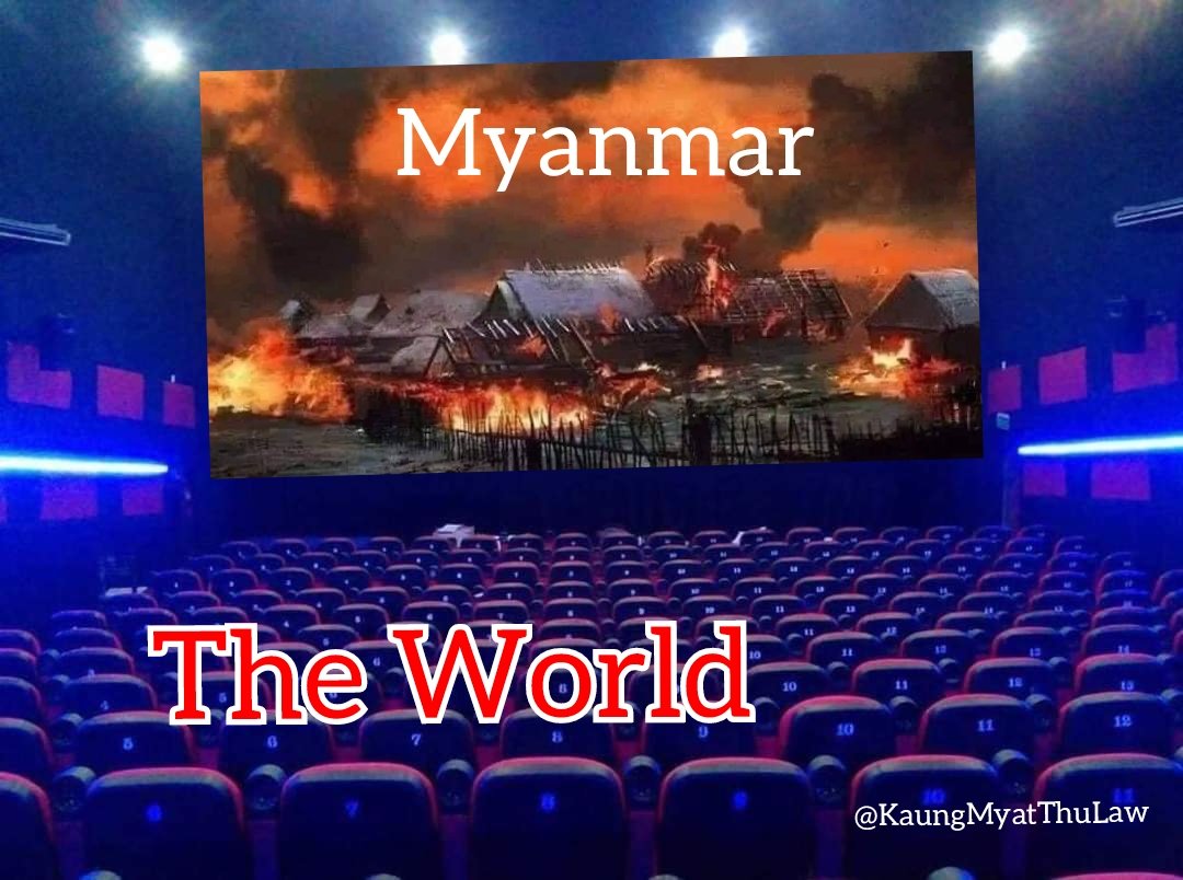 NPJSO_Myanmar's tweet photo. This is not Ukraine, this is Myanmar. MinAungHlaing is raging war on the civilian population. We have to stop this evil man!
#WhatsHappeininglnMyanmar #AWarlsAlsoOngoinglnMyanmar #HelpMyanmarIDPs #2022mar5coup 
🙏
#NPJSO_Myanmar
#CDM_JudicialStaffsOrganization #MyanmarJudiciary https://t.co/XXyyMM8haL