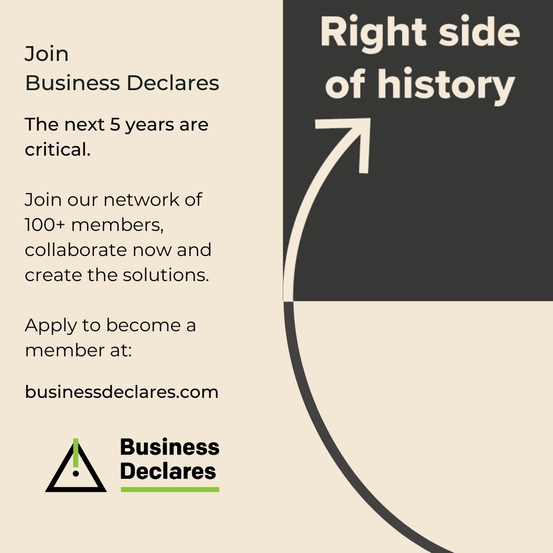 topnigel's tweet image. The next five years are critical‼️🌏

Join a network of 100+ members, collaborate now and help create the solutions needed.

Apply to become a member of @BizDeclares, check out their website to find out more: businessdeclares.com

#businessdeclares #climateemergency