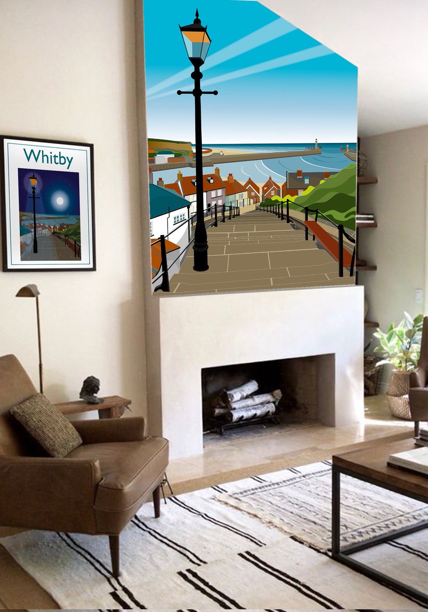 #WHITBY wallpaper mockup plus framed print @VisitWhitby @stay_whitby @TotalWhitby #wallpaper #coastalprints #interiordesign #interiorstyling #interiordecor