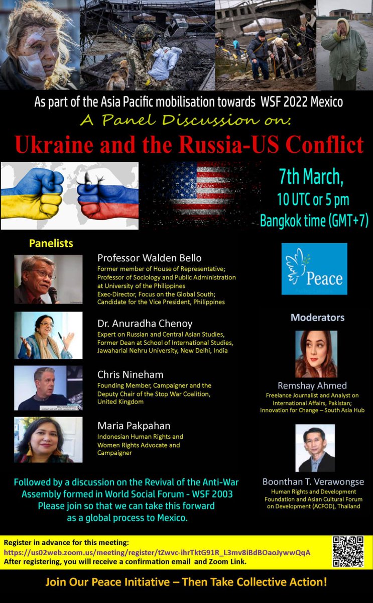 chandancampaign's tweet photo. You dont want to miss this very important panel on ongoing #UkraineRussianWar  

 Plz register &amp; participate!

@meenamen @WaldenBello @_AEPF @AsiaSocialforum @KremlinRussia_E @mfa_russia @Russia @Ukraine @DefenceU @ZelenskyyUa @antonioguterres 

#StopRussia #StopRussianAggression https://t.co/lHFbs6BqHS