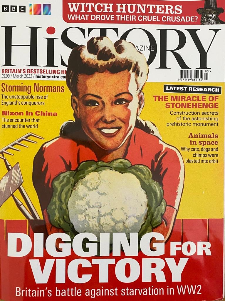 jamespbowen's tweet photo. Agricultural history on the front cover of the #BBCHistoryMagazine @HistoryExtra! The March issue includes a fantastic article, ‘Digging for Victory‘ about Britain’s fight against starvation in WW2 by my colleague, Prof John Martin. Lots of archive posters & photographs @BAHSoc https://t.co/dGP7BBZO8Q