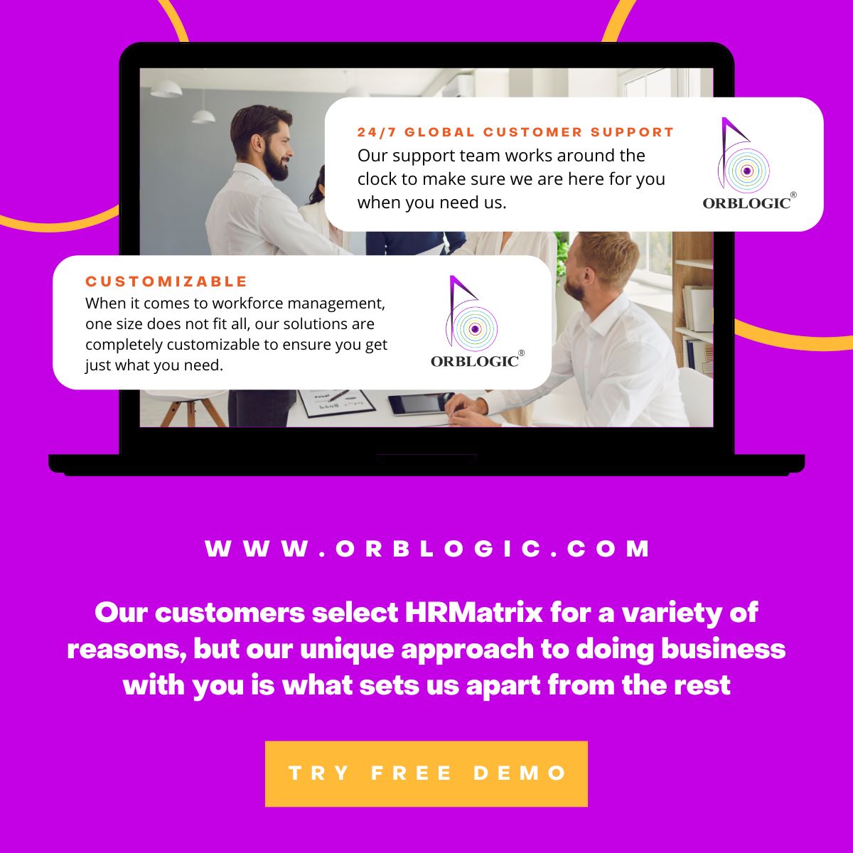 GET READY TO MAKE YOUR #HR AWESOME!
Start 30-Days #FreeTrial
app.orblogic.com/signup

#HRMatrix- The Best #HRM Online #Tool available for any size of #Business and #Startup
- User-Friendly
- Cost-Effective
- 24/7 Global Customer Support
- Cloud-based and mobile
- Online Hiring