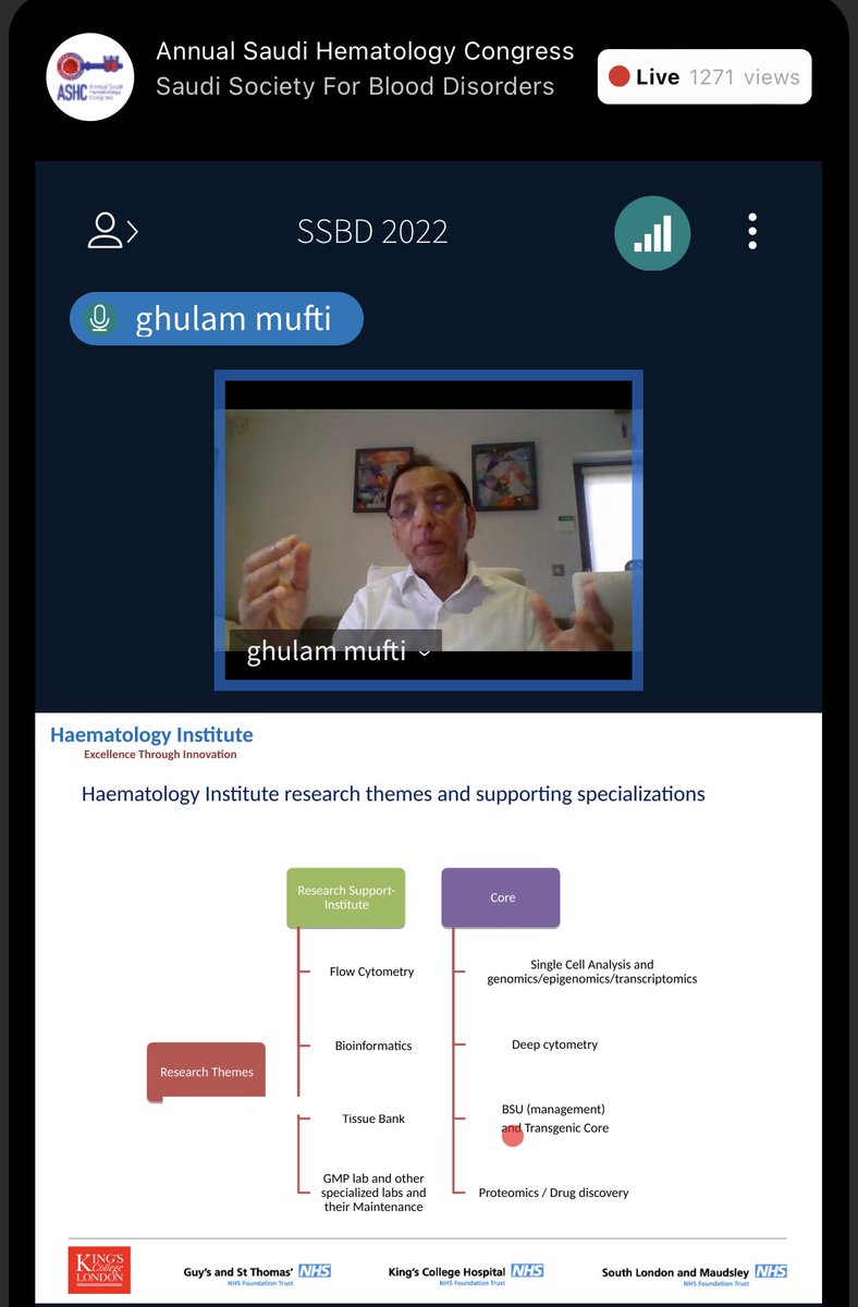 SaudiBlood1's tweet photo. Establishing a National Hematology Institute, Dr. Gholam Mofti,
#SSBD #ASHC22 https://t.co/q7AD3Oozo2