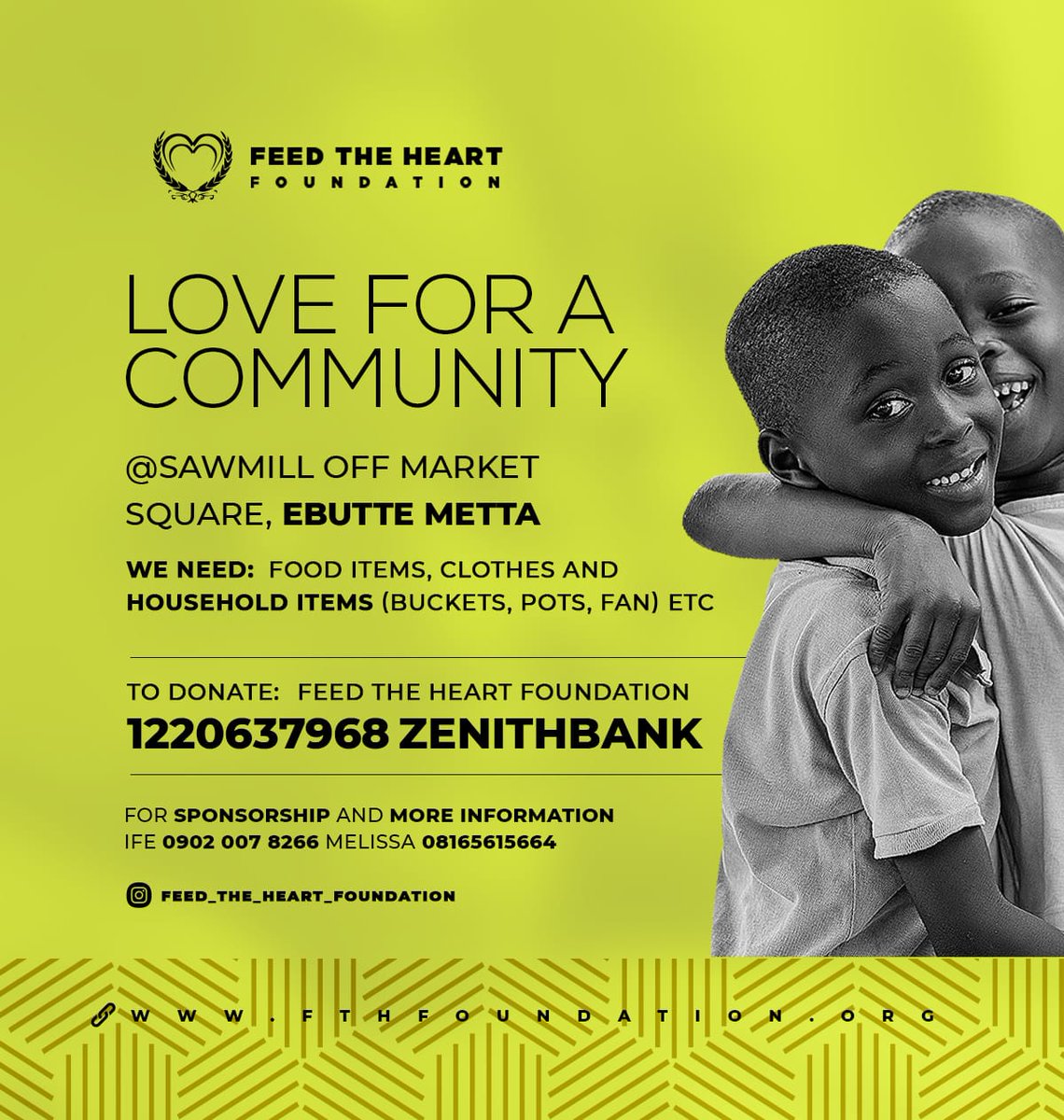 FthFoundation's tweet photo. Exactly a week ago we went to show LOVE to the people of Ebutte Metta. #FeedTheHeartFoundation #LoveForACommunity #GiveBack  #BeKind https://t.co/96qpb6xF9I