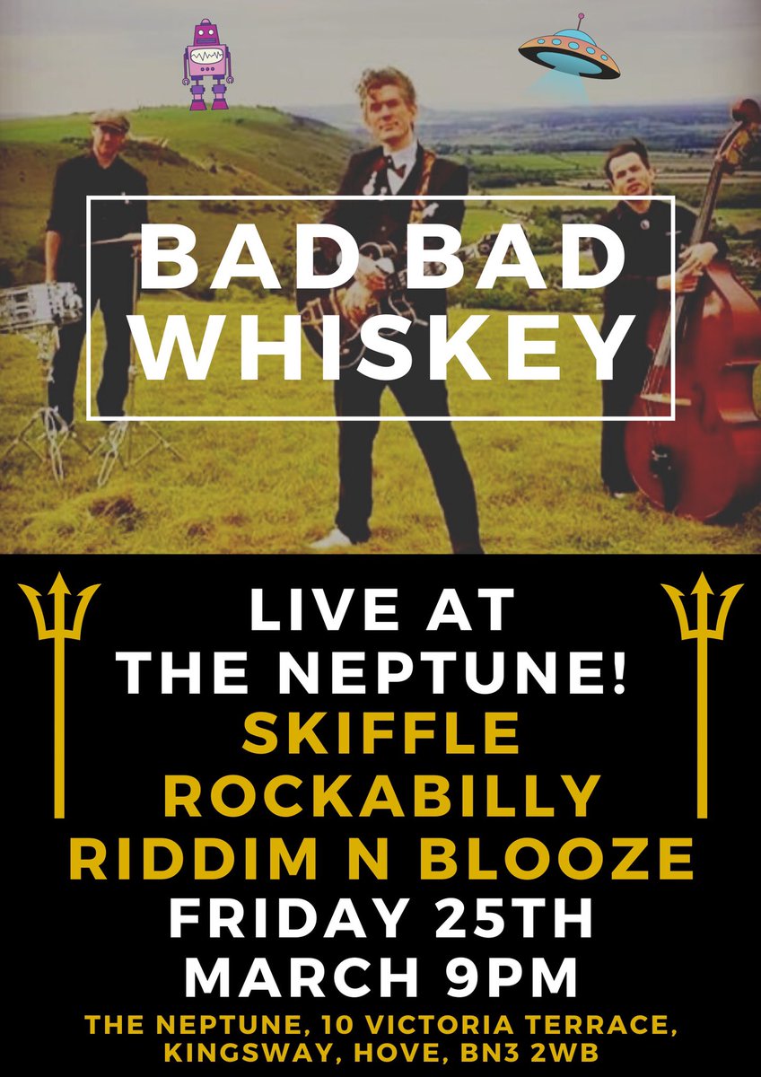 Next gig:
Friday 25th March at the Neptune, Hove!