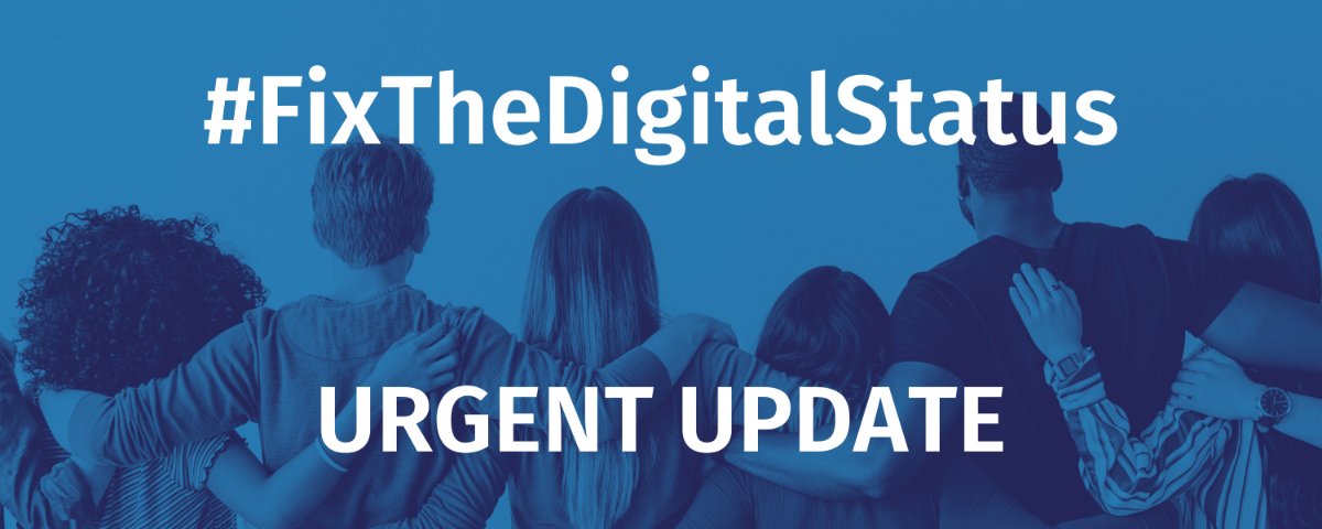the3million's tweet photo. Urgent update from the3million | UK Government rejects #FixTheDigitalStatus yet offers no solution. - https://t.co/e9N9RKlM5X https://t.co/mJrVC2KQgU