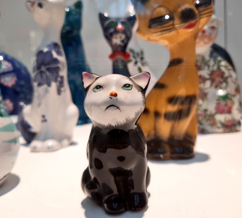 A woman with 300 china cats in her home? Crazy lady. A man who turns them into an installation? Artist. 'Cat-tharsis’ (2016/21) by Andy Holden + inspired by his late grandmother #Caturday <a href="/WolvArtGallery/">Wolverhampton Art Gallery</a>