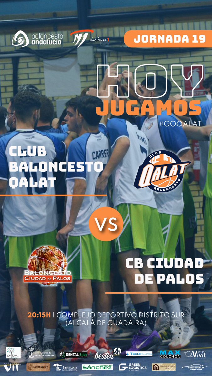 🔵 DÍA DE PARTIDO 🔵

Importante cita para el equipo Senior Nacional, que se juega su permanencia en la categoría frente a <a href="/ciudaddepalos/">Ciudad de Palos</a> 

¡Os esperamos a todos este sábado para llenar las gradas!

⏰ 20:15H
🏟 Complejo Deportivo Distrito Sur
📍 Alcalá de Gauadaíra

#GoQalat