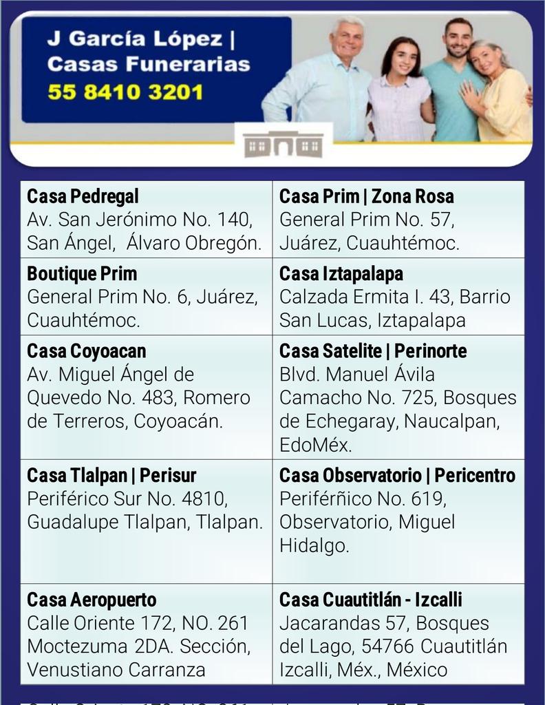 jgl_funerarias's tweet photo. J García López | Casas Funerarias 
☎ 55 8410 3201

¡Algun día lo vas a necesitar!  Plan Basico Total 20, no aplica Casas Pedregal, Aeropuerto - Cdmx y Área Metropolitana. 

Whatsapp https://t.co/Vg5PXr3eW5

#felizviernesatodos #felizviernes
#JoseRamonLopezBeltran13
taylor swift https://t.co/AUXFcwosUB