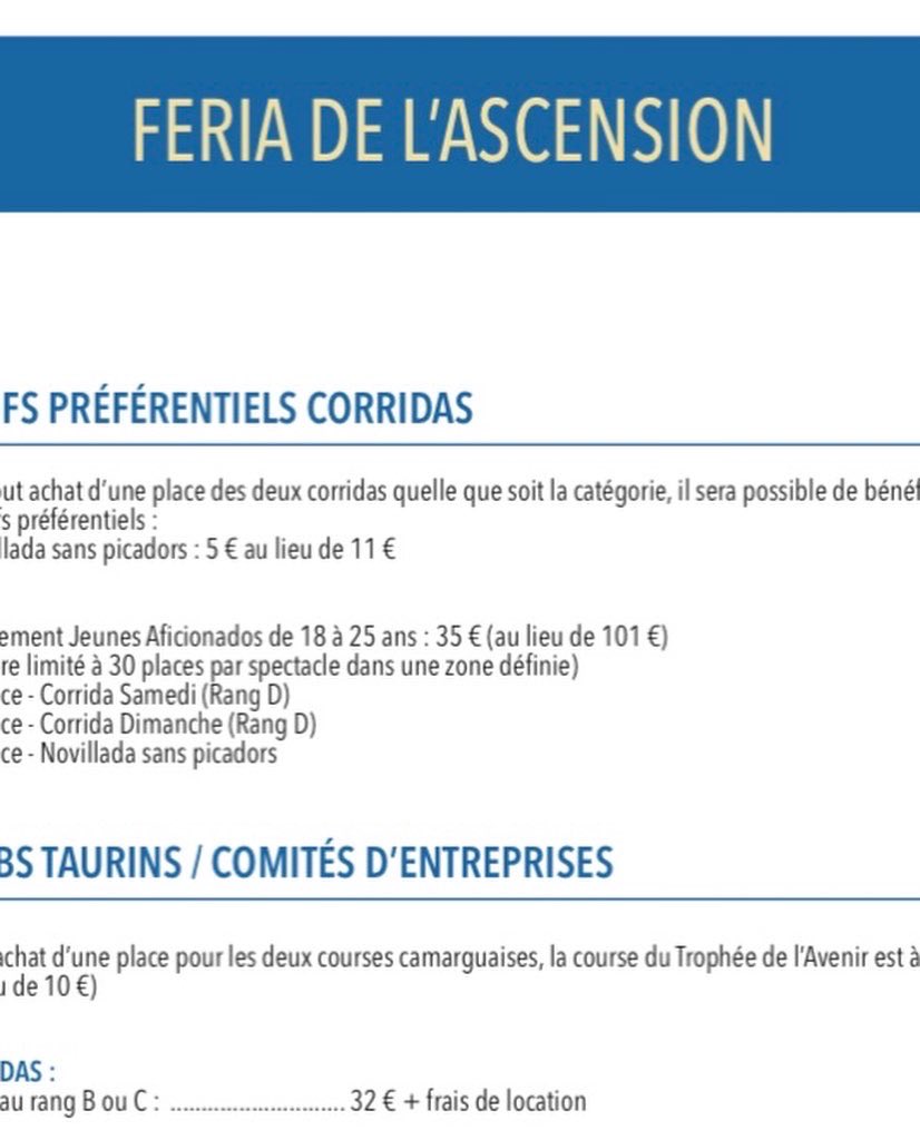 TCevennes's tweet photo. Apertura Lunes 7 Marzo las reservas Feria de l’ascension Alès 2022
Merci de votre soutien pour cette Feria tributo al Campo Francés 🇫🇷 con diestro 🇫🇷🇨🇴🇪🇸que salen de la rutina 
Tel: +33 627607770
En ligne: https://t.co/ANuIOiIQtX 
Email: temperasalescevennes@gmail.com https://t.co/Mv9wG3h8sM