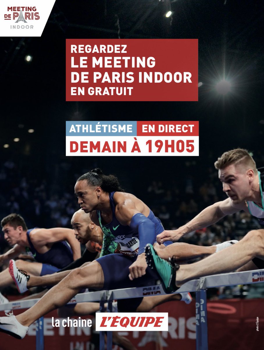 🚨 Demain à 19h05, suivez le MEETING DE PARIS INDOOR de l’<a href="/Accor_Arena/">Accor Arena</a> en direct et en clair sur <a href="/lachainelequipe/">la chaine L'Équipe</a> 

🎙 Pour vous accompagner durant cette soirée : <a href="/m_benterki/">Messaoud Benterki</a> <a href="/francepierron/">⭐France⭐ Pierron</a>  <a href="/FXDECHATEAUFORT/">FX de Chateaufort</a> @LONGUEVRE <a href="/nanadjimou/">nana djιмoυ</a> <a href="/faurecharly/">Charly Faure-Boursereau</a> et Bob Tahri